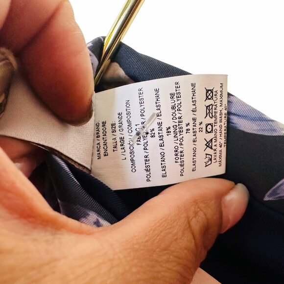 ⭐Encantadore Floral Bikini 2 PC Set Womens Sz L Navy Blue Full Coverage Carmen⭐ - Picture 10 of 11